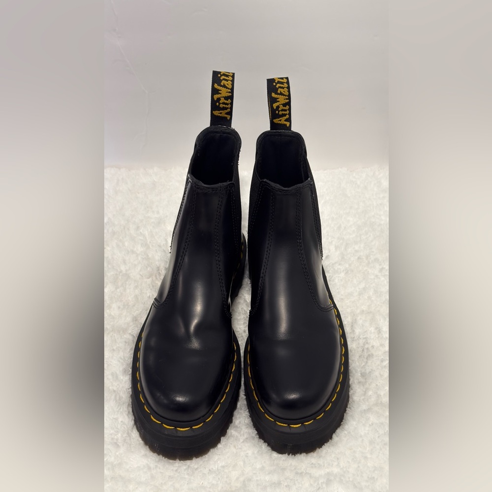 Dr. Martens Black Chelsea Platform Boots with Yellow Stitching - Picture 11 of 12